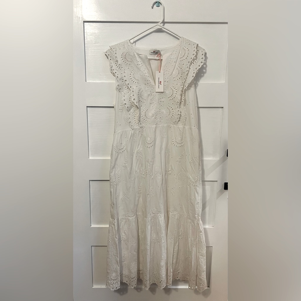 Vineyard Vines White Eyelet Midi Dress